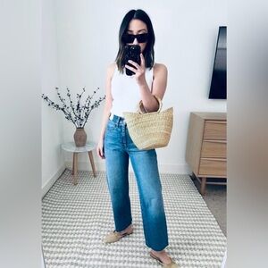 J. Crew Medium Wash Slim Cropped Wide Leg Jeans with raw hem Size 23P